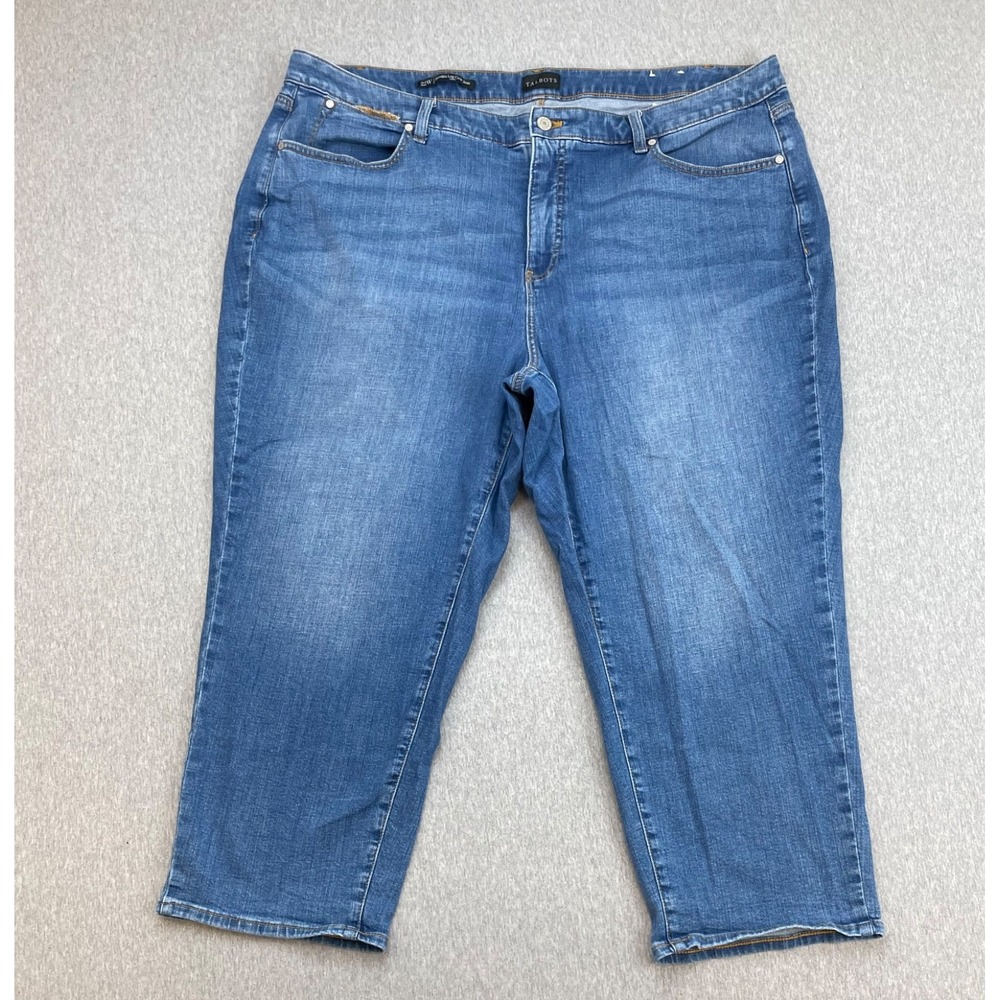 Talbots Jeans Womens 22W Blue Cotton Blend Stretch Straight Curvy Crop